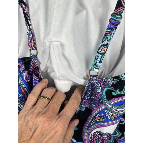 Island Escape Womens Size 10 Paisley Print Underwire High Neck Tankini - Picture 5 of 7